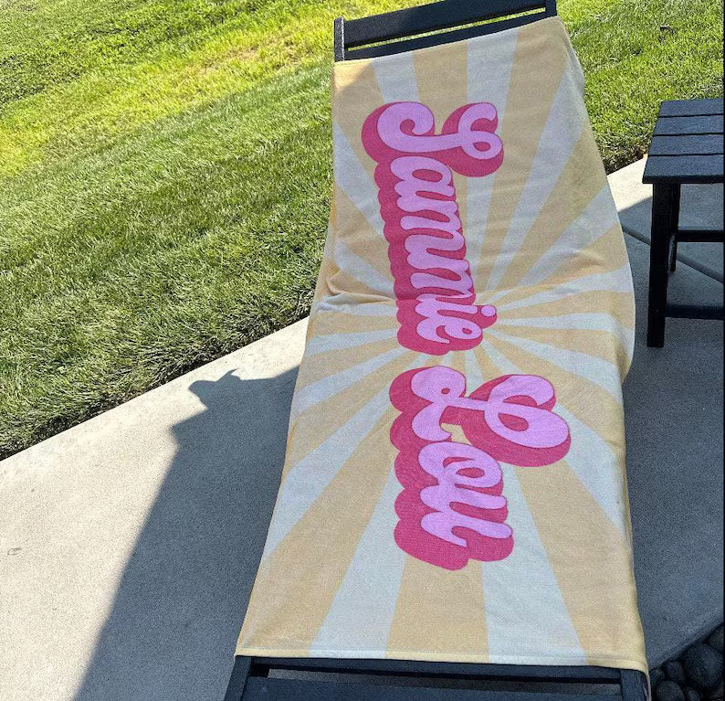 Toalla de Playa Personalizada Retro Groovy – Manta de Baño con Nombre
