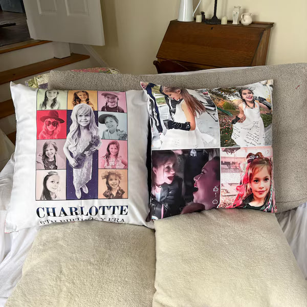 Almohada personalizada con dos fotos, funda de cojín con foto de doble cara personalizada, cojines decorativos