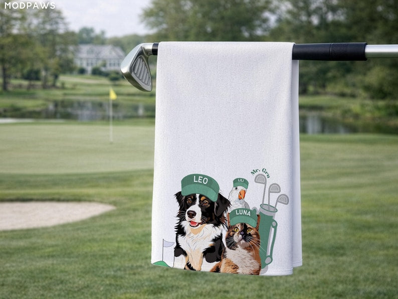 Toalla de Golf Personalizada – Trapo de Microfibra Premium con Foto de tu Mascota y Nombre