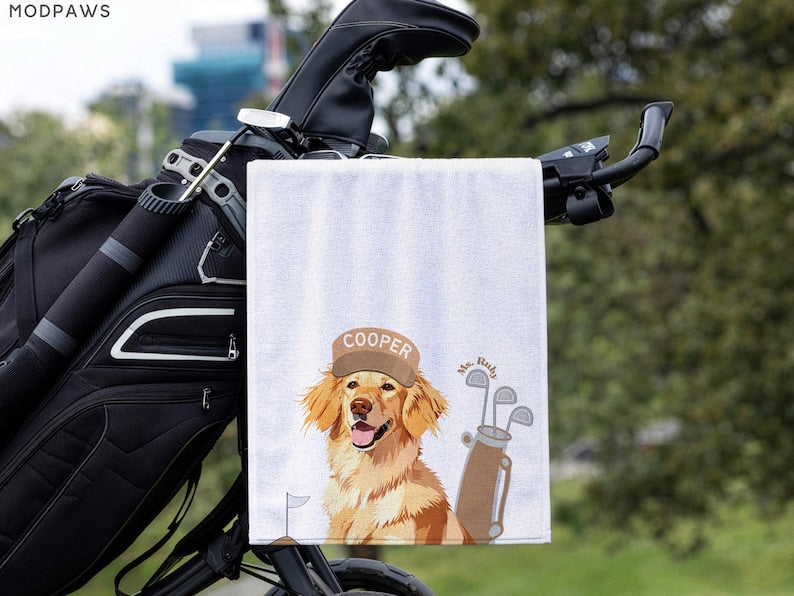 Toalla de Golf Personalizada – Trapo de Microfibra Premium con Foto de tu Mascota y Nombre