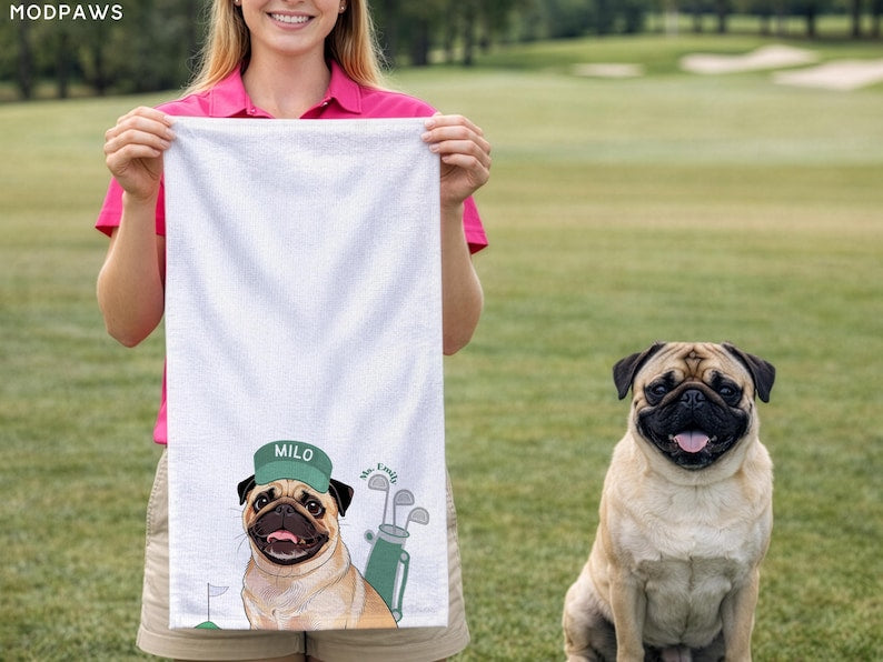 Toalla de Golf Personalizada – Trapo de Microfibra Premium con Foto de tu Mascota y Nombre