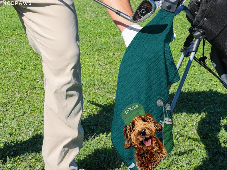 Toalla de Golf Personalizada – Trapo de Microfibra Premium con Foto de tu Mascota y Nombre