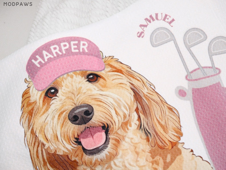 Toalla de Golf Personalizada – Trapo de Microfibra Premium con Foto de tu Mascota y Nombre