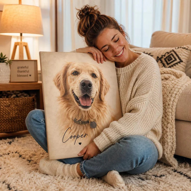 Retrato de Mascota Personalizado en Lienzo Canvas – Cuadro de Arte Premium para el Hogar