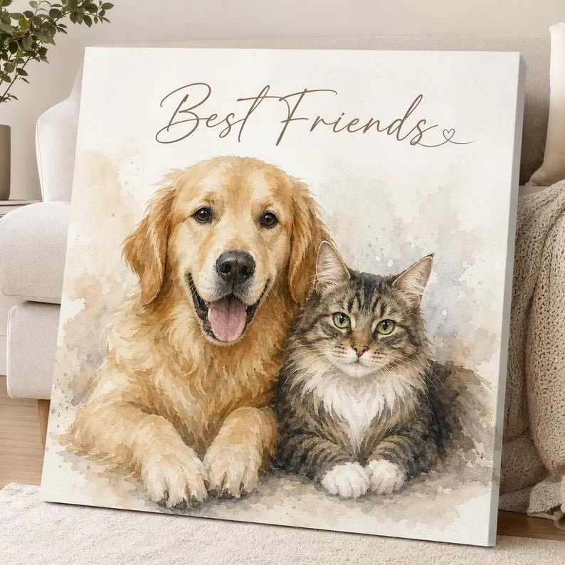 Retrato de Mascota Personalizado en Lienzo Canvas – Cuadro de Arte Premium para el Hogar