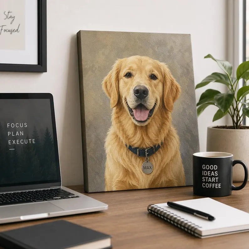 Retrato de Mascota Personalizado en Lienzo Canvas – Cuadro de Arte Premium para el Hogar